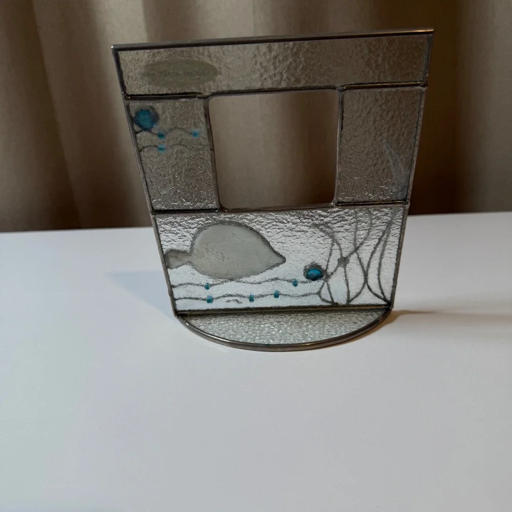 Mother of Pearl Stained Glass Fish Photo Frame Nautical‎ Beach Aquarium Decor